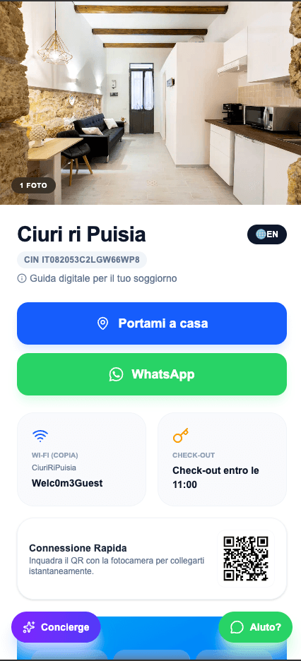 Guida digitale per l'ospite — anteprima reale